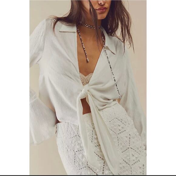 Free People Womens Tavi Set Crochet Skirt & Top White Size M - Picture 3 of 10